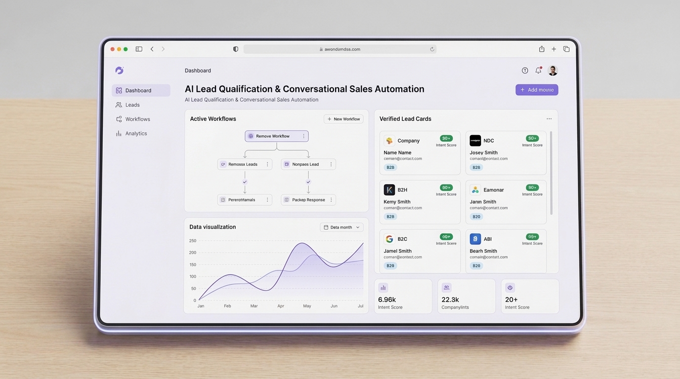 AI Lead Qualification & Conversational Sales Automation Workflow Dashboard Interface